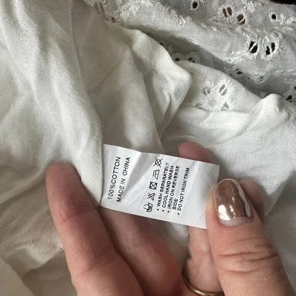 NWT AIYANA City Break Mini Dress White Eyelet Strapless Size Large - Picture 12 of 16